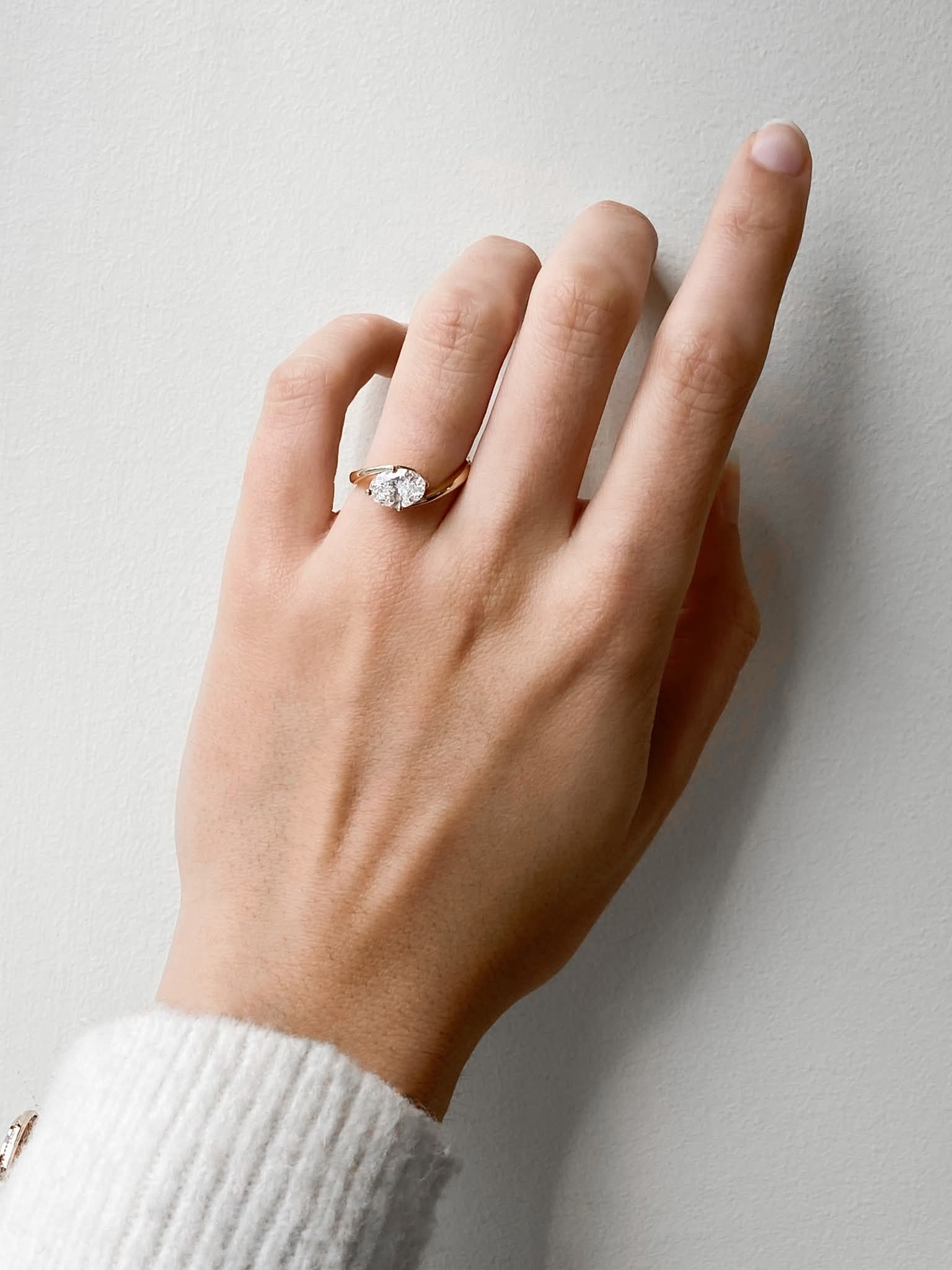 9k Yellow Gold 'Chloe' East West Oval Solitaire