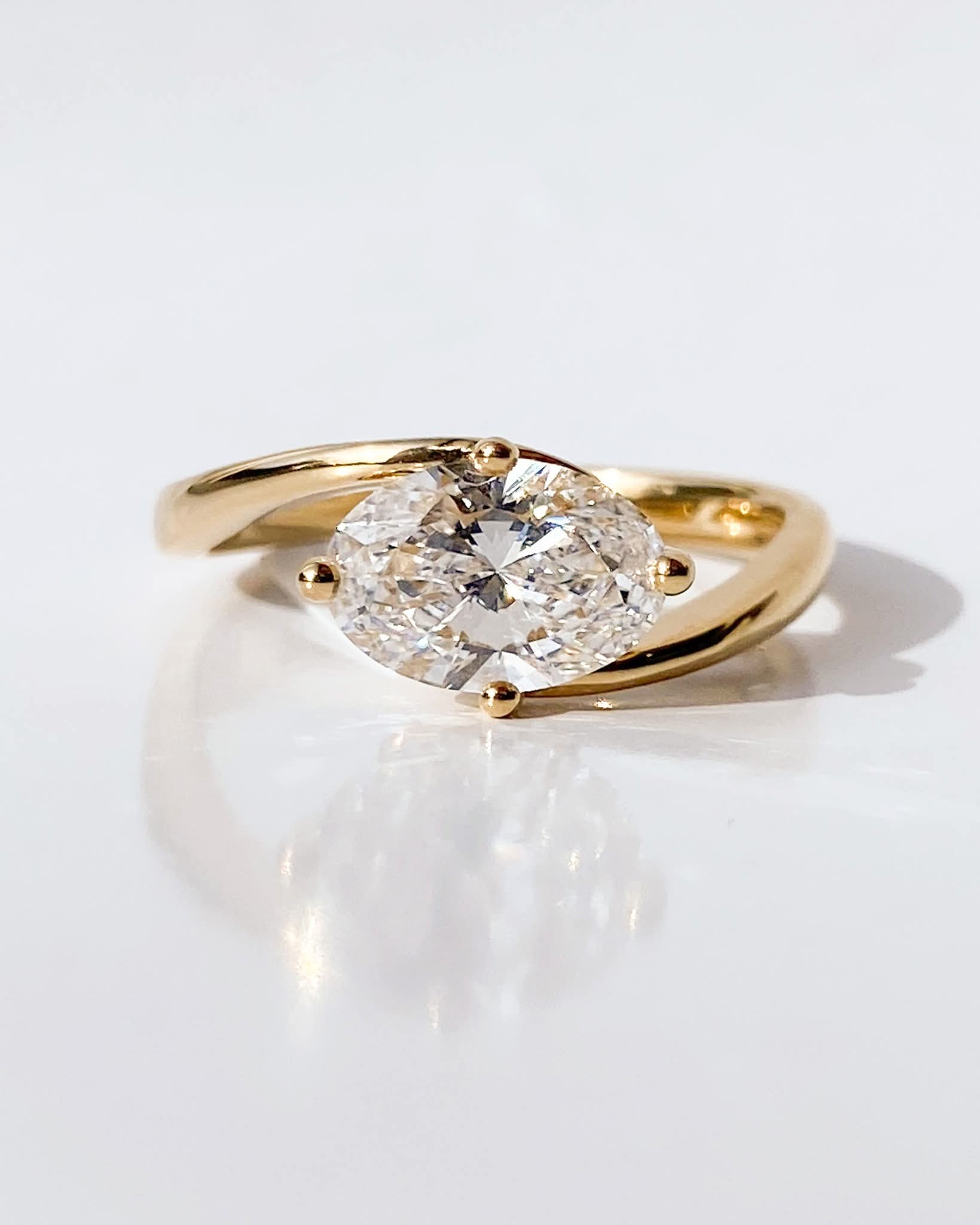 9k Yellow Gold 'Chloe' East West Oval Solitaire