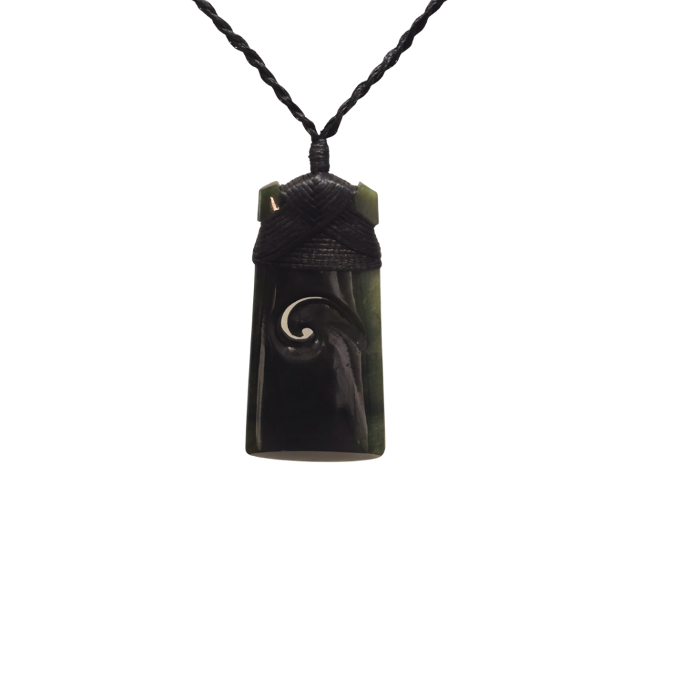 NZ Pounamu Toki With Koru Pendant