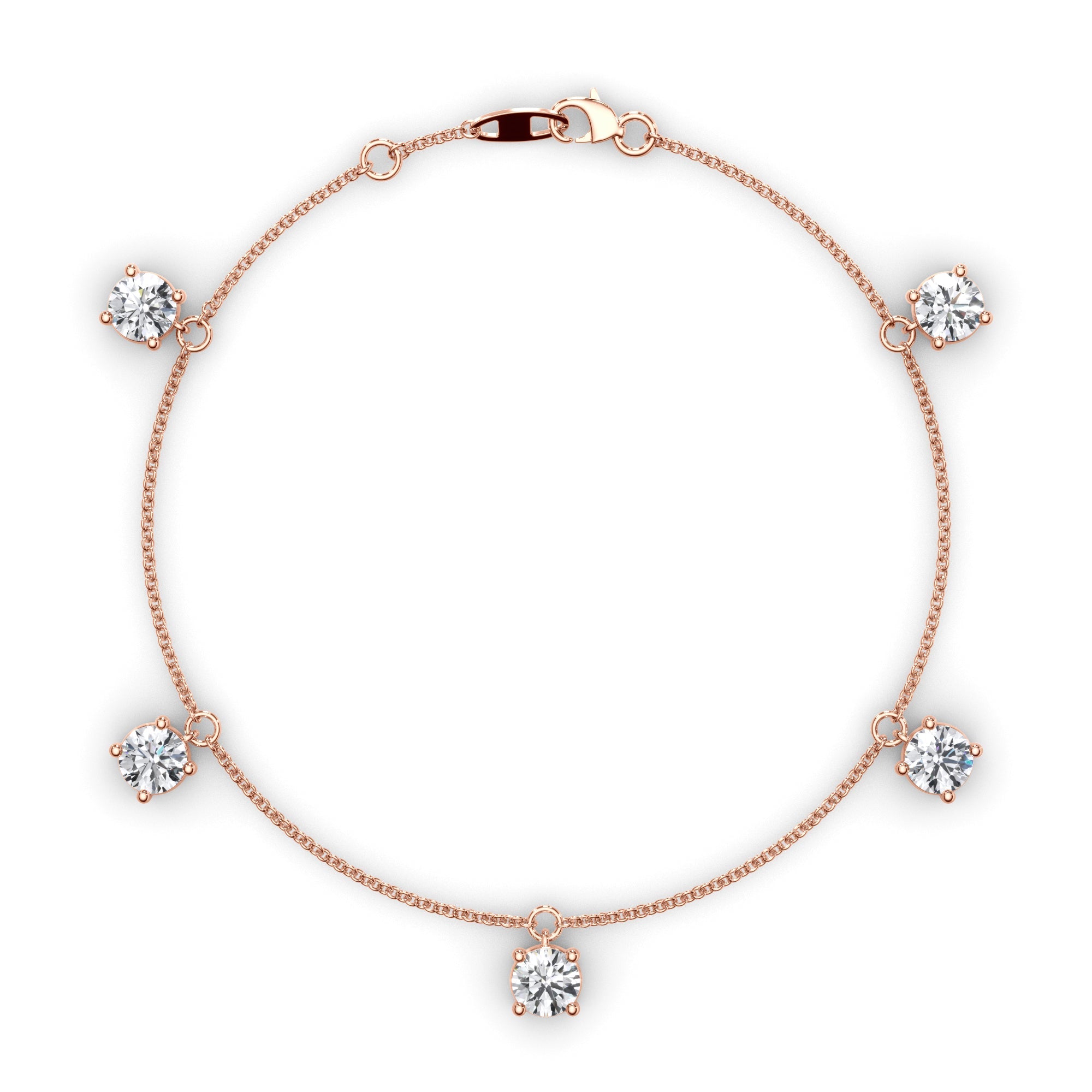 Floating Round Brilliant Cut Natural Mined Diamond Bracelet