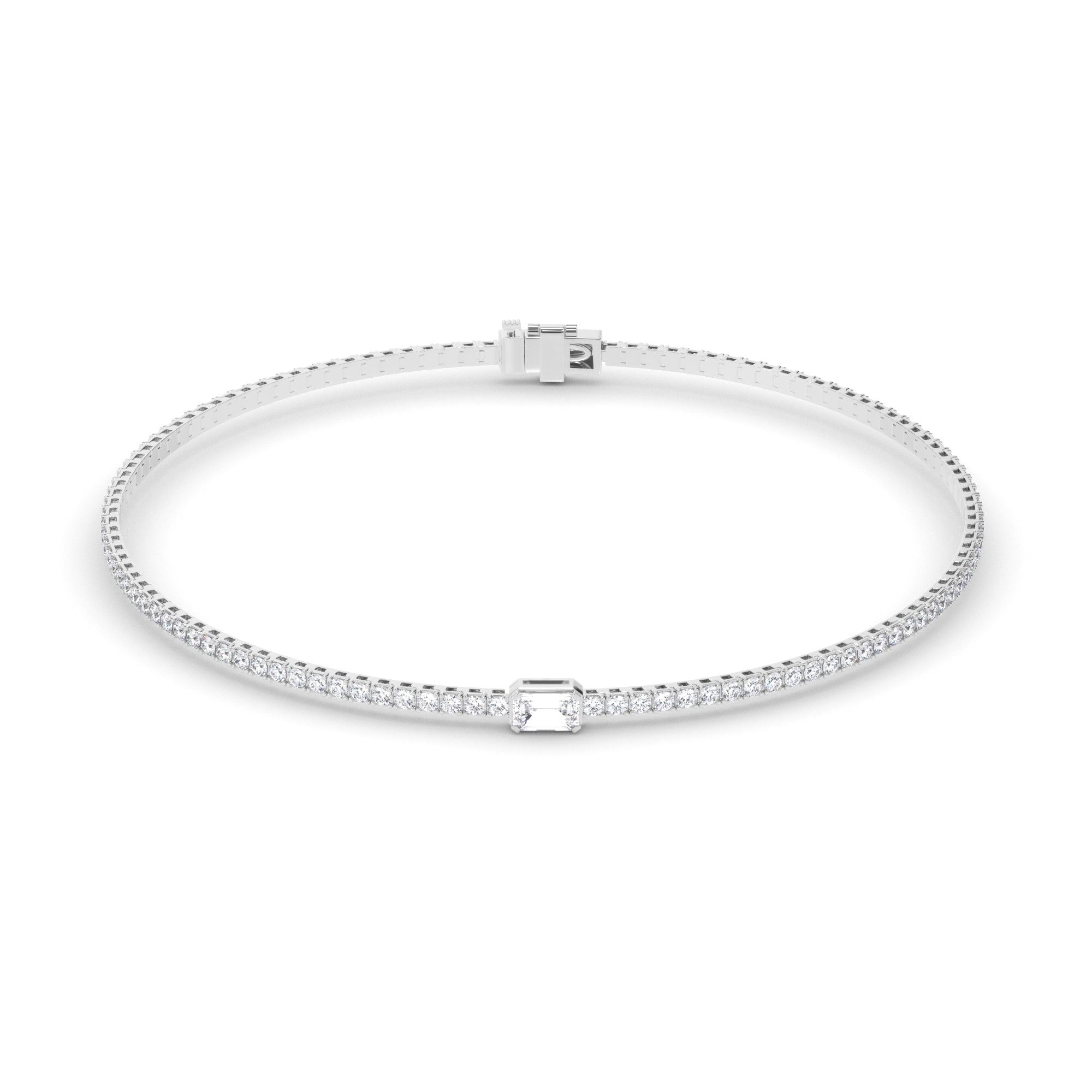 Emerald Cut Solitaire Natural Mined Diamond Tennis Bracelet