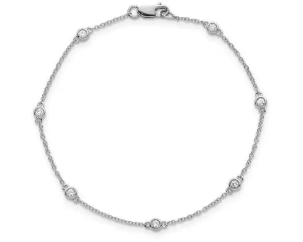 9k White Gold Lab Diamond Station Bracelet