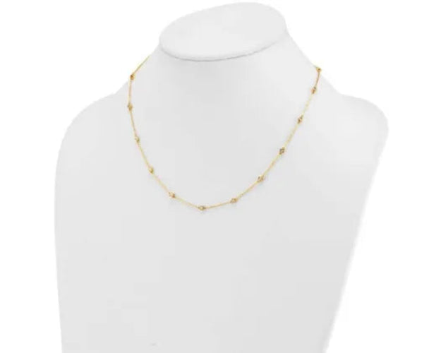 9k Yellow Gold Lab Diamond Station Necklace