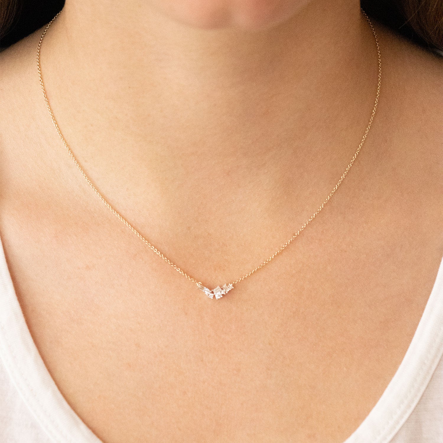 9k Yellow Gold Diamond Necklace