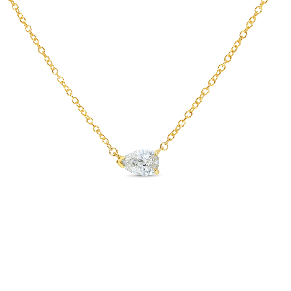 9k Yellow Gold 0.30ct Pear Lab Diamond Necklace