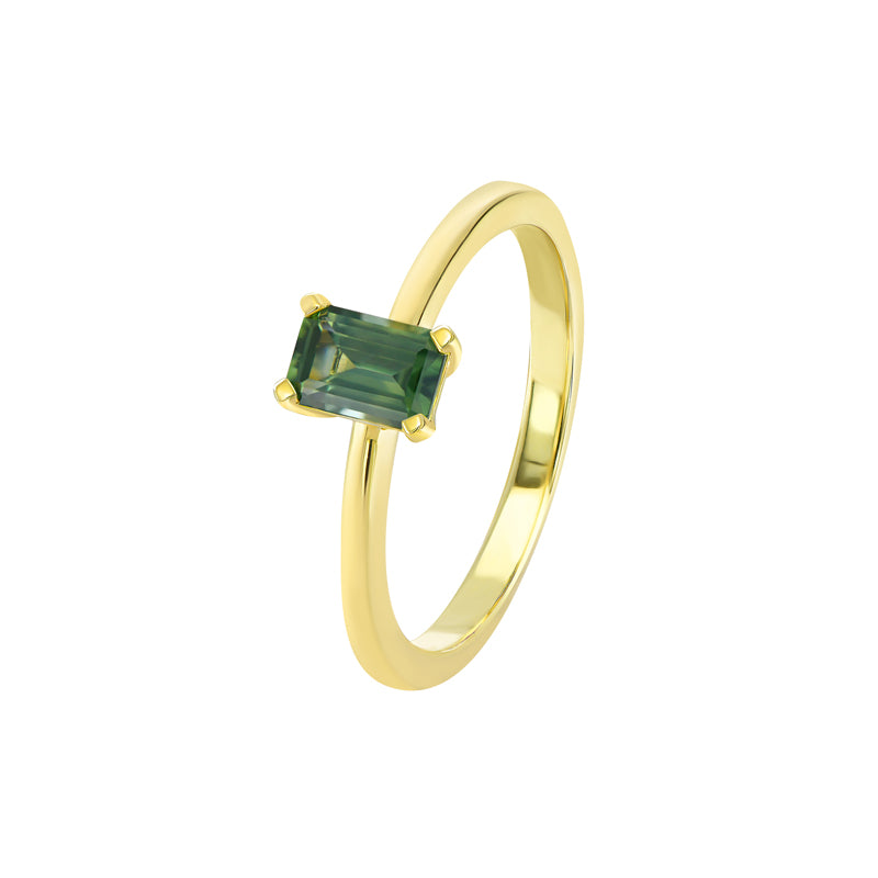 9k Yellow Gold 'Maira' Teal Sapphire Ring
