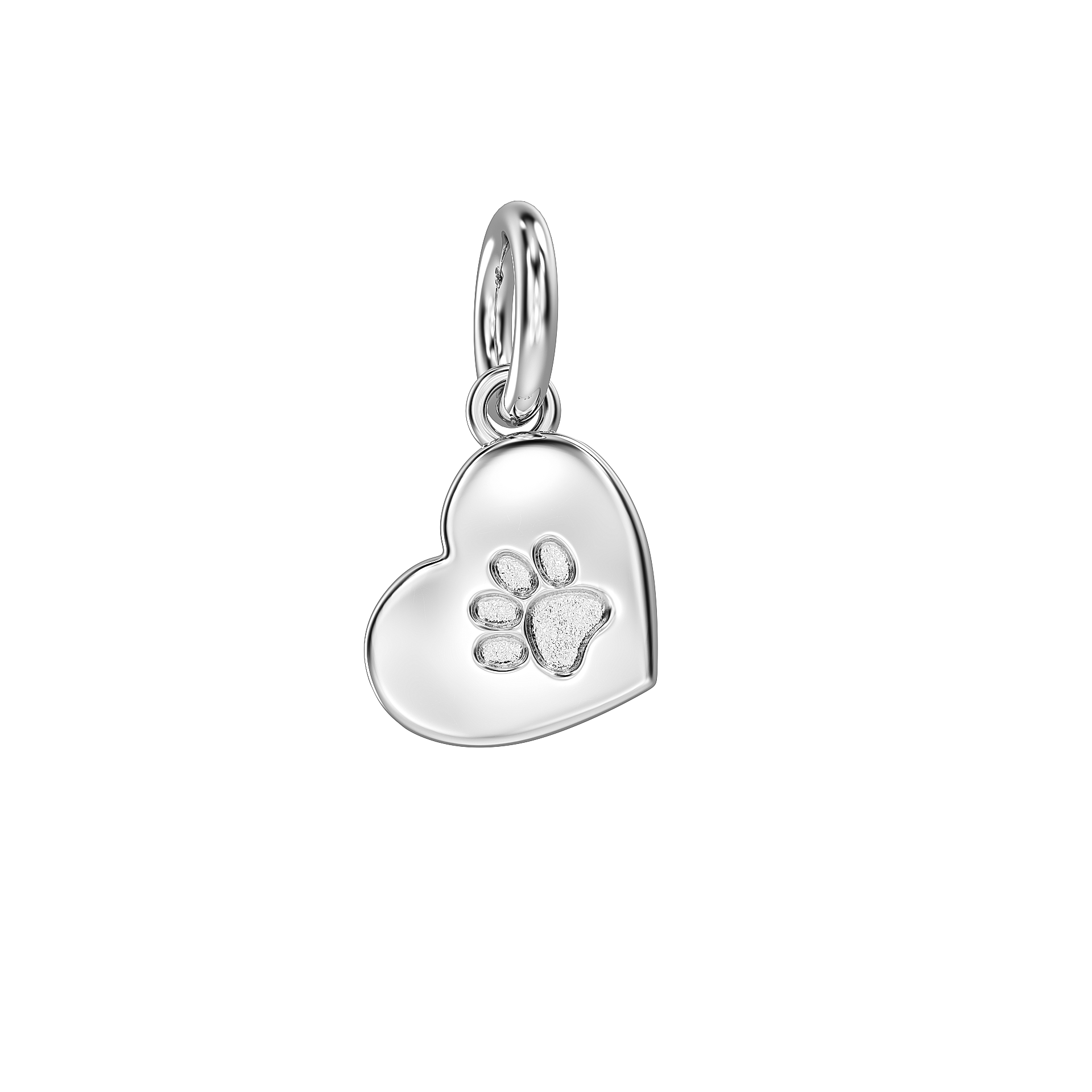 Love in a Jewel Paw Print Heart Charm