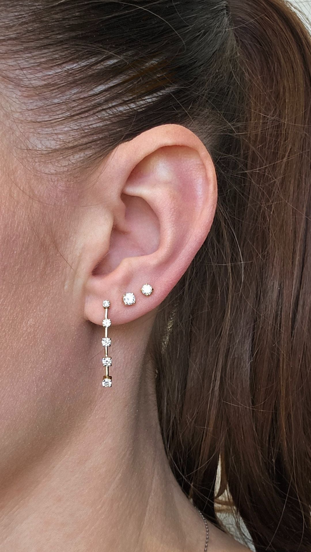 9k Yellow Gold Diamond Drop Earrings