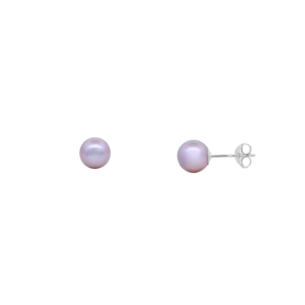 Sterling Silver 7mm Natural Pink Fresh Water Pearl Stud Earrings