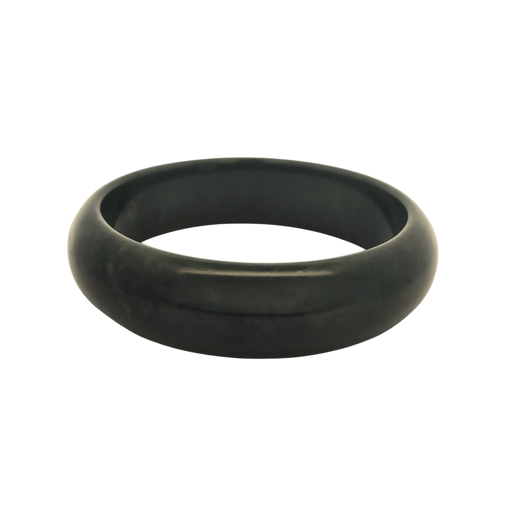Pounamu Wide Half-Round Bangle