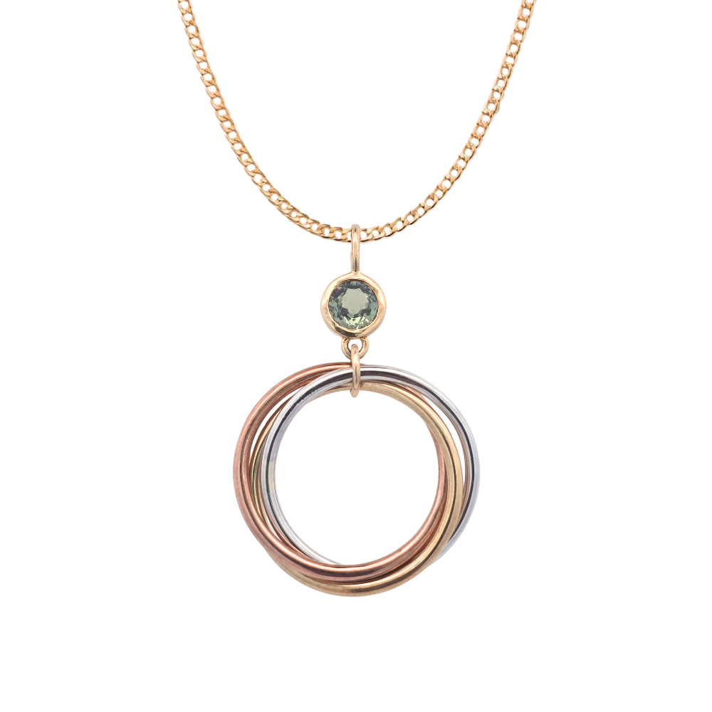 9k Tri-tone Green Sapphire Pendant
