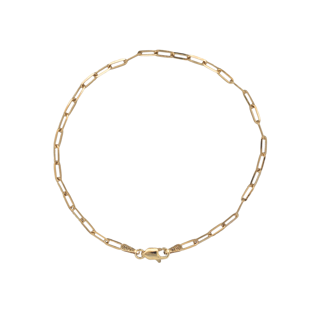 9k Yellow Gold Paperclip Bracelet