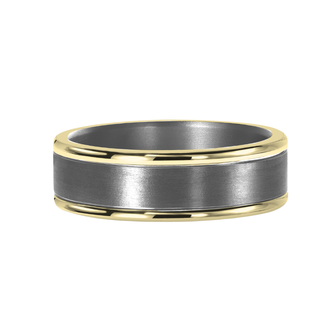 9k Yellow Gold & Tantalum 7mm Ring
