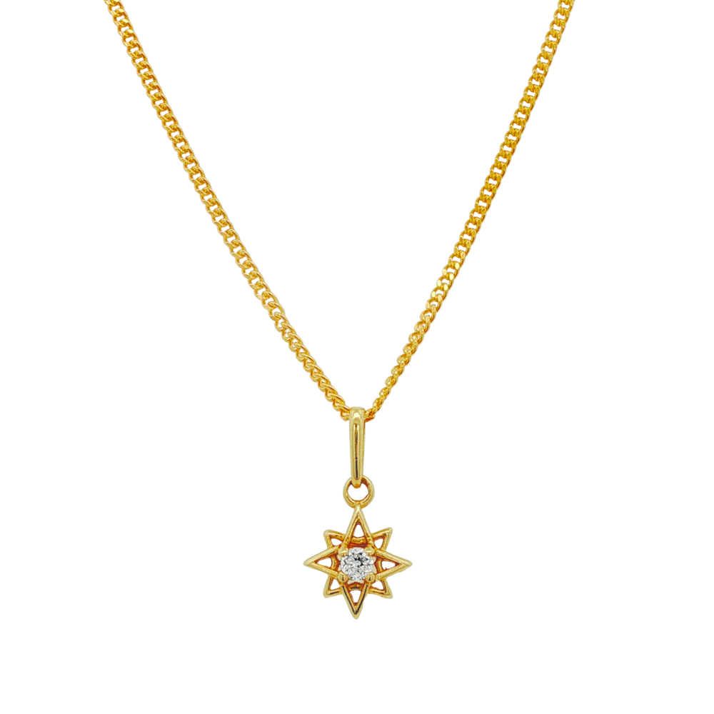 9k Yellow Gold Lab Diamond Star Necklace