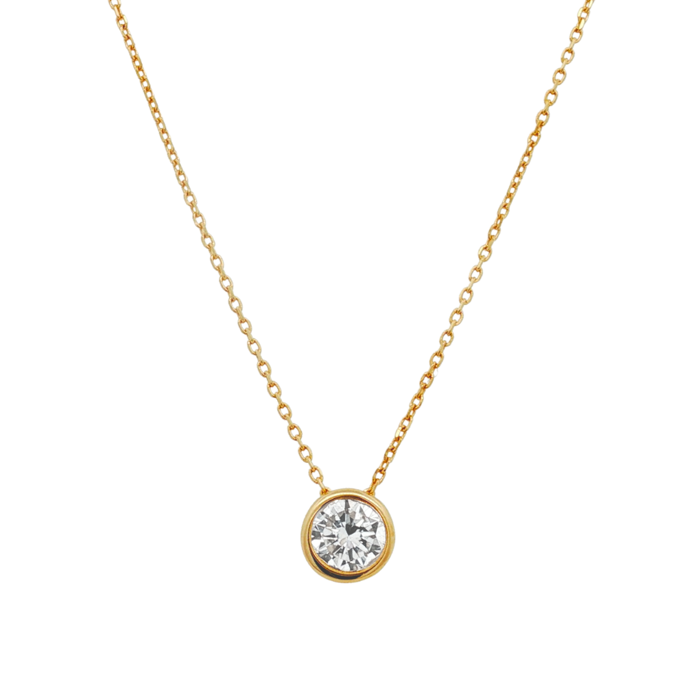 10k Yellow Gold Bezel Lab Diamond Necklace