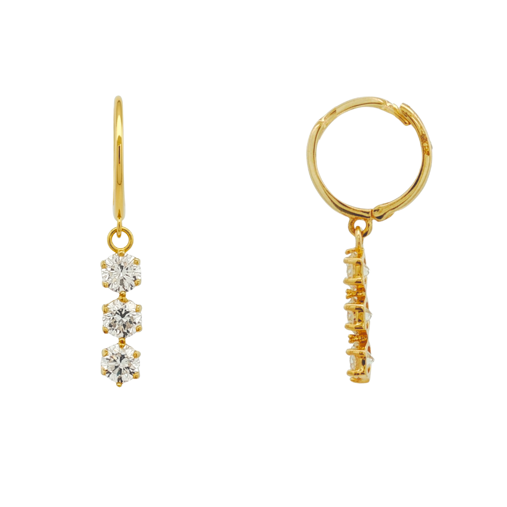 9k Yellow Gold Lab Diamond 3 Drop Earrings