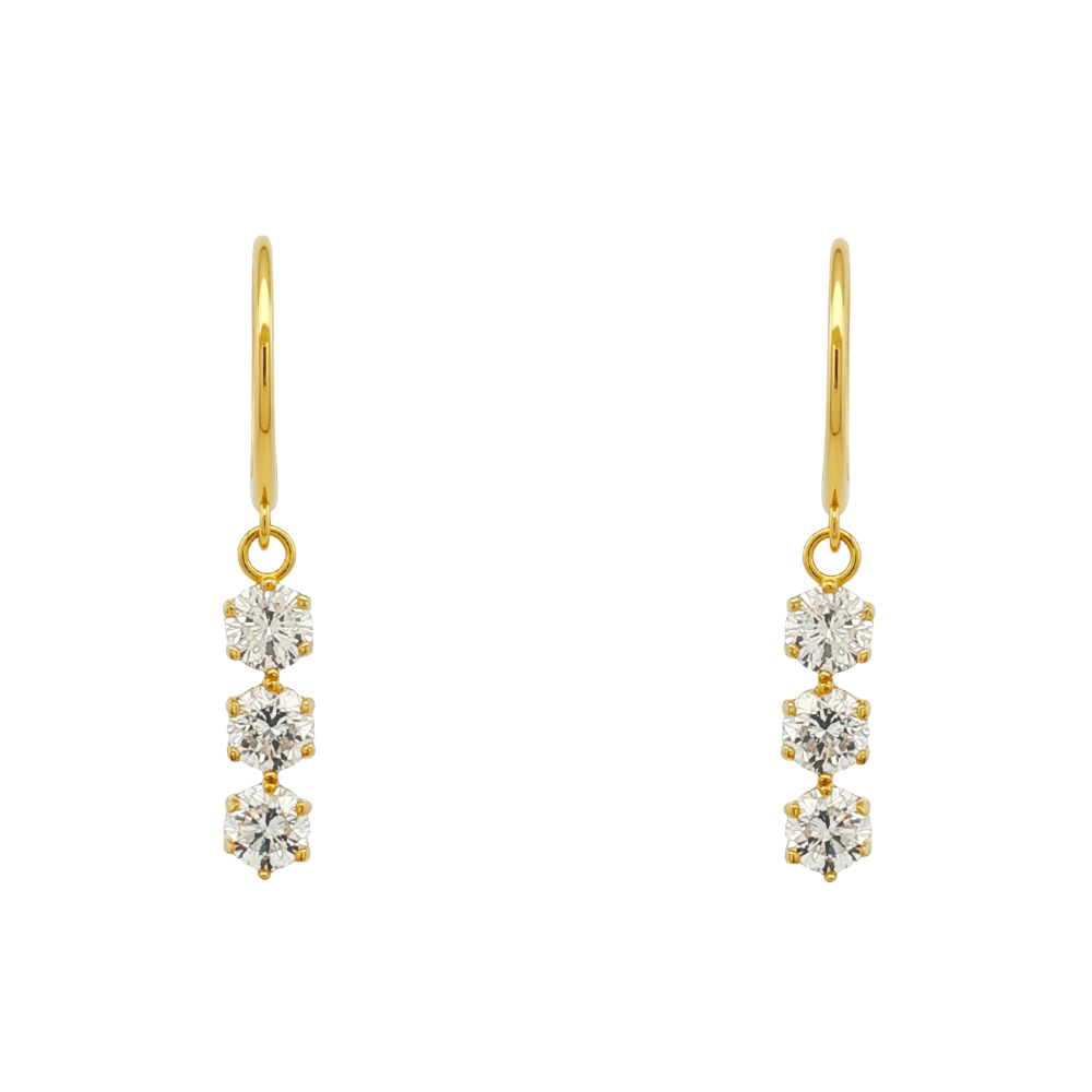 9k Yellow Gold Lab Diamond 3 Drop Earrings