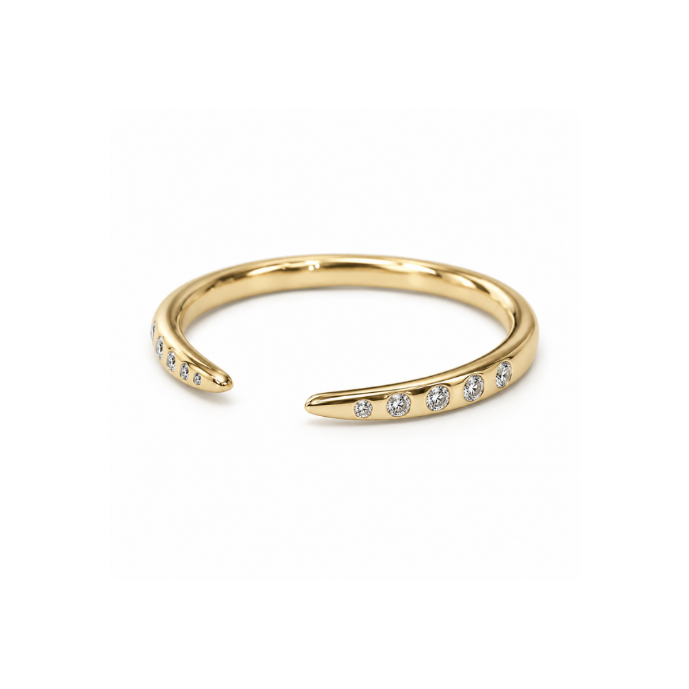 9k Yellow Gold 'Orla' Hammer Set Open Band