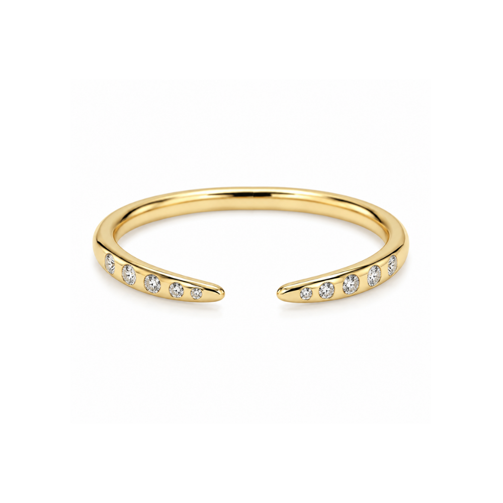 9k Yellow Gold 'Orla' Hammer Set Open Band