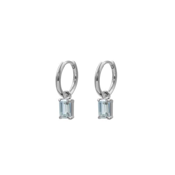 Sterling Silver Blue Topaz Hoop Earrings