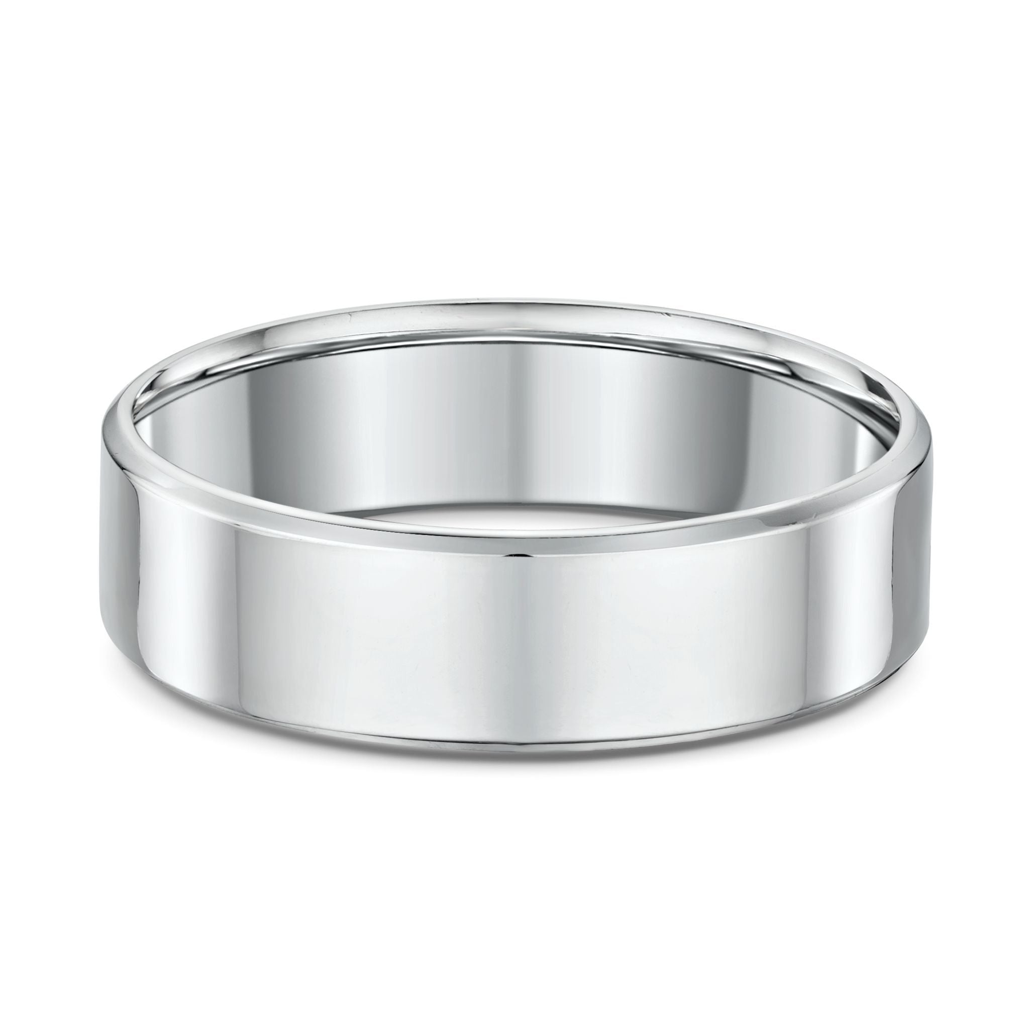 9k White Gold Flat Bevel Wedding Ring